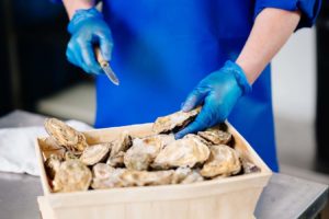 Oysters in a tray